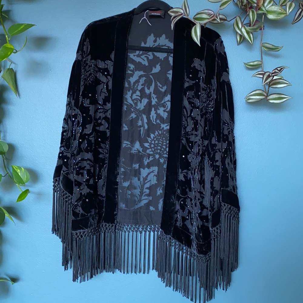The kooples, moonlight collection, black devor velvet poncho NEW - one size